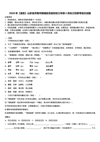 2026年【首发】山东省济南市钢城区实验校初三年级5月份三校联考语文试题含解析