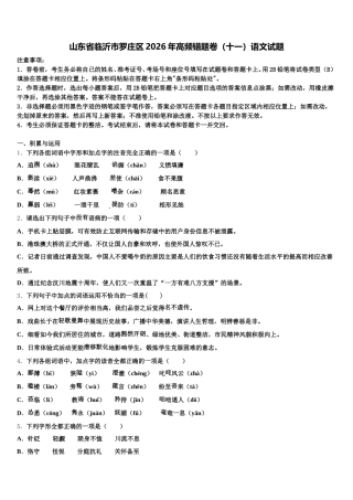 山东省临沂市罗庄区2026年高频错题卷（十一）语文试题含解析