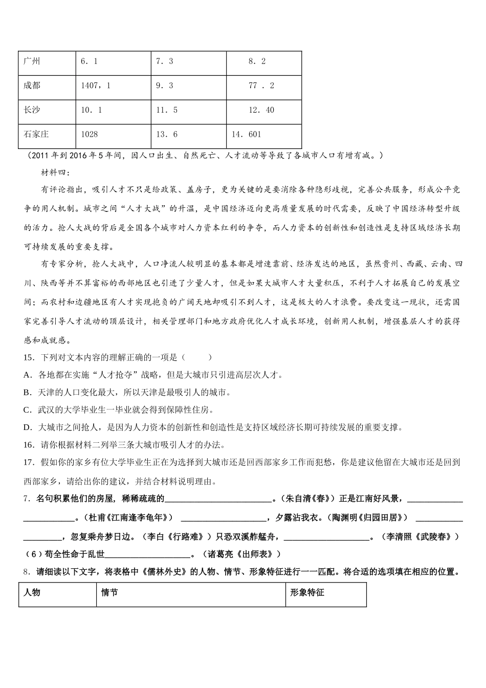 2026年山东蒙阴县重点中学初三下学期第二次模拟语文试题含解析_第3页