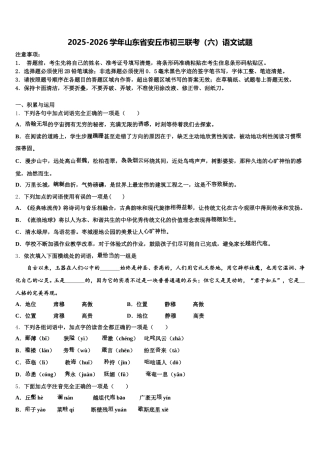 2025-2026学年山东省安丘市初三联考（六）语文试题含解析