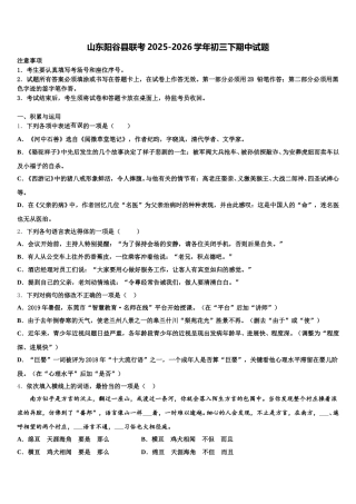 山东阳谷县联考2025-2026学年初三下期中试题含解析