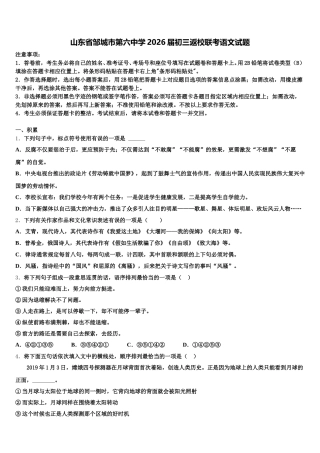 山东省邹城市第六中学2026届初三返校联考语文试题含解析