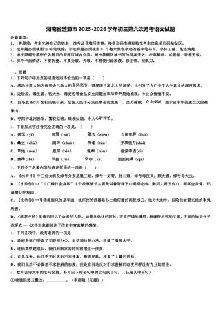 湖南省涟源市2025-2026学年初三第六次月考语文试题含解析