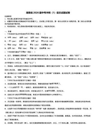 湖南省2026届中考冲刺（1）语文试题试卷含解析