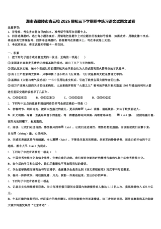 湖南省醴陵市青云校2026届初三下学期期中练习语文试题文试卷含解析