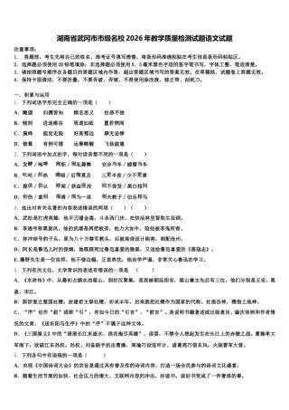湖南省武冈市市级名校2026年教学质量检测试题语文试题含解析