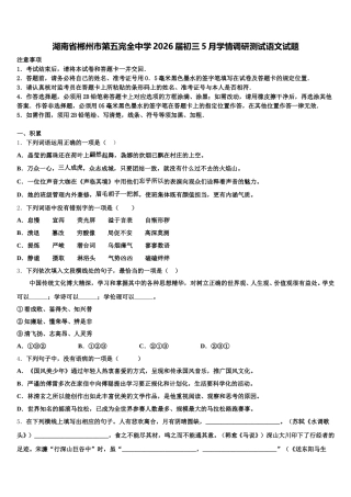 湖南省郴州市第五完全中学2026届初三5月学情调研测试语文试题含解析