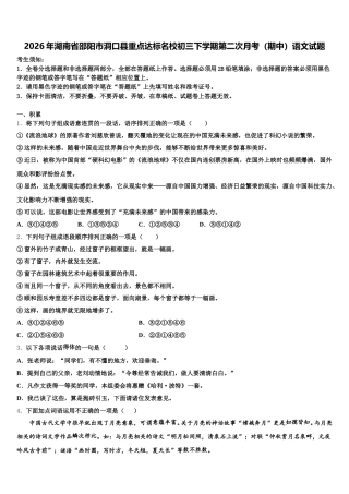 2026年湖南省邵阳市洞口县重点达标名校初三下学期第二次月考（期中）语文试题含解析