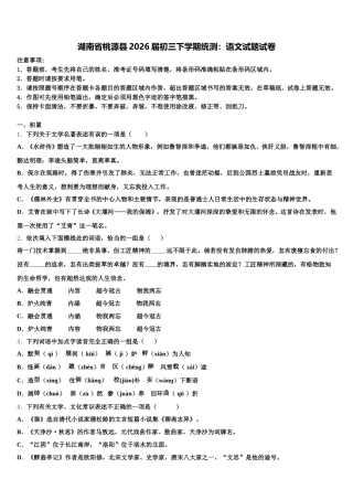 湖南省桃源县2026届初三下学期统测：语文试题试卷含解析