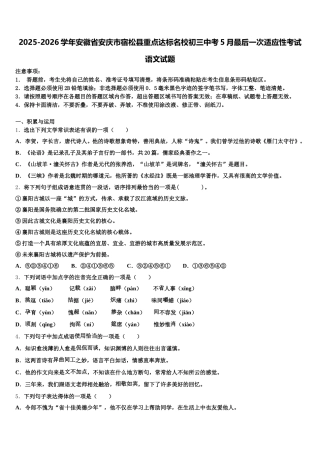 2025-2026学年安徽省安庆市宿松县重点达标名校初三中考5月最后一次适应性考试语文试题含解析