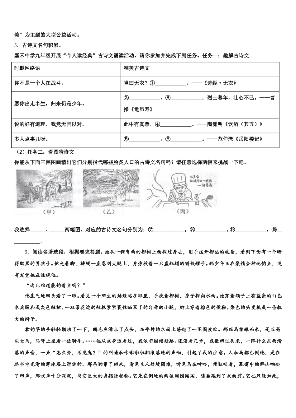 安徽省池州市石台县重点中学2025-2026学年初三中考语文试题系列模拟卷（6）含解析_第2页