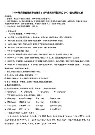 2026届安徽省滁州市定远育才校毕业班阶段性测试（一）语文试题试卷含解析
