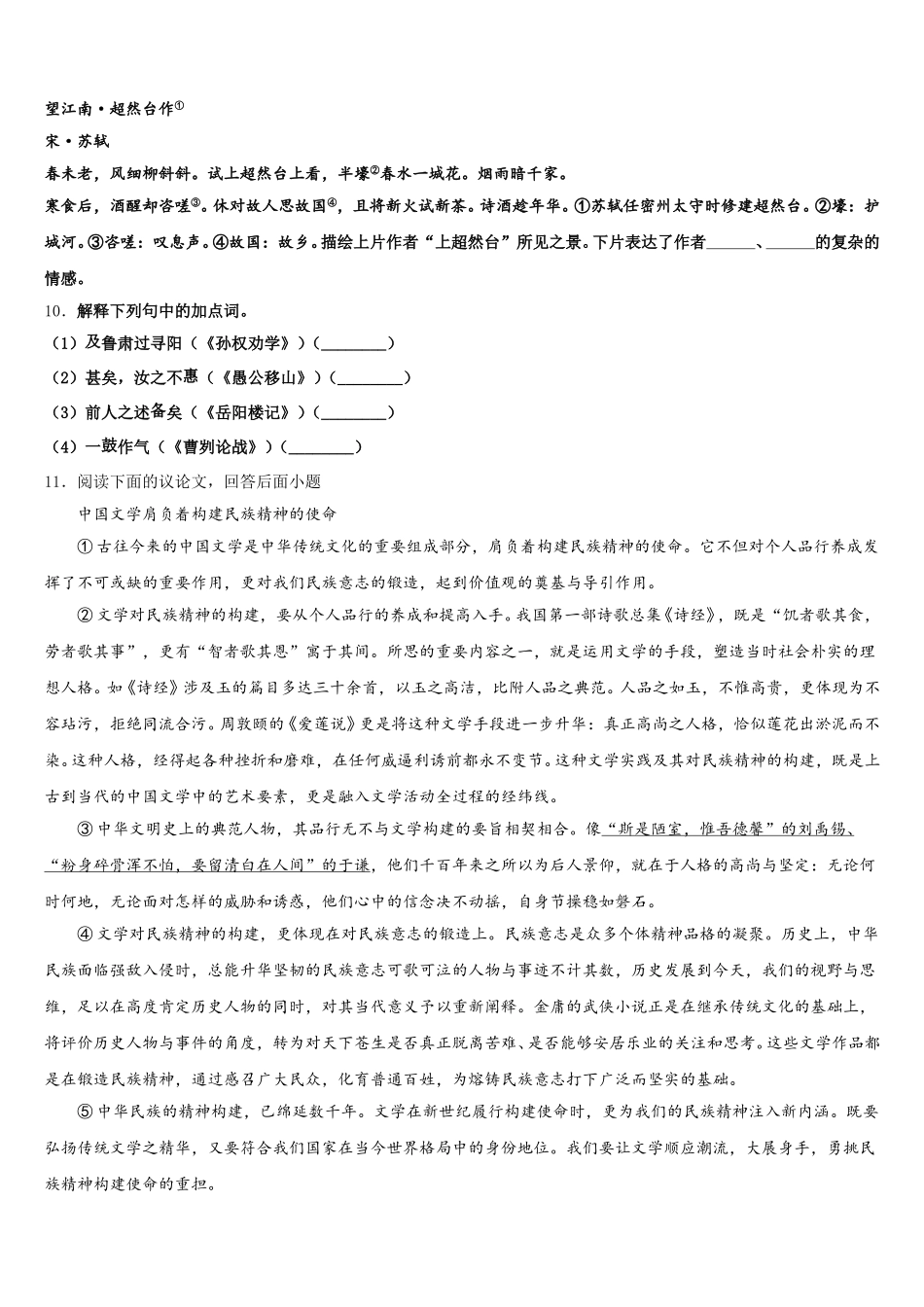 辽宁省沈阳市第九十九中学2026届第一次中考适应性考试语文试题含解析_第3页