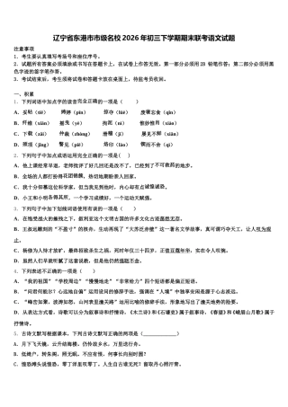 辽宁省东港市市级名校2026年初三下学期期末联考语文试题含解析