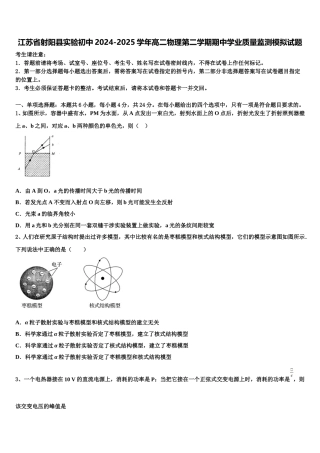 江苏省射阳县实验初中2024-2025学年高二物理第二学期期中学业质量监测模拟试题含解析