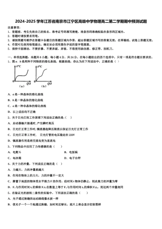 2024-2025学年江苏省南京市江宁区高级中学物理高二第二学期期中预测试题含解析