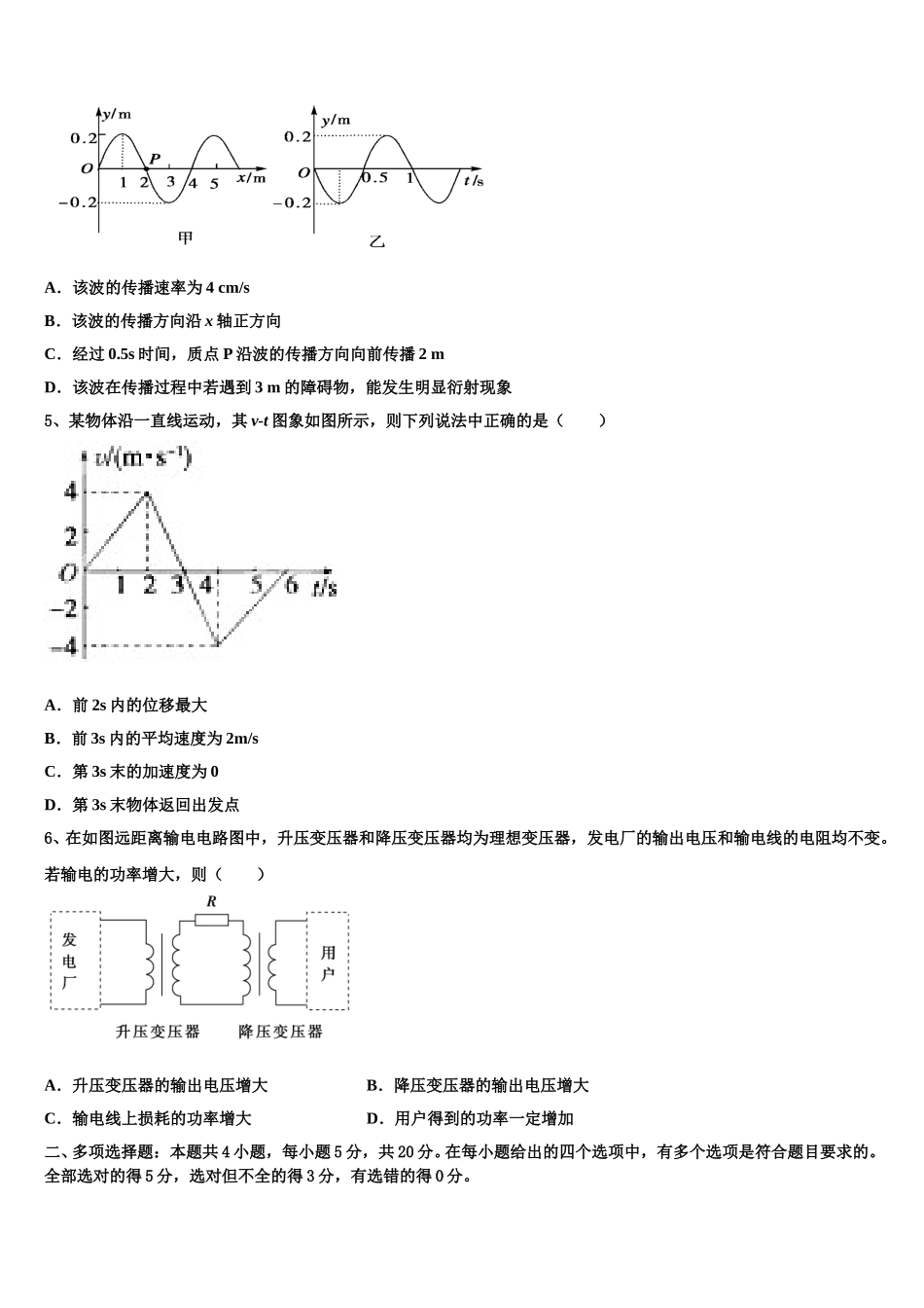 2025届江苏省扬州市扬州中学物理高二下期中学业质量监测试题含解析_第2页