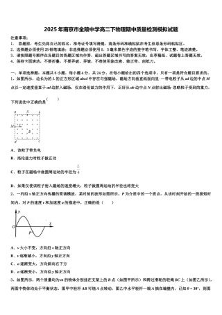 2025年南京市金陵中学高二下物理期中质量检测模拟试题含解析