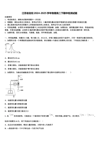 江苏省名校2024-2025学年物理高二下期中检测试题含解析