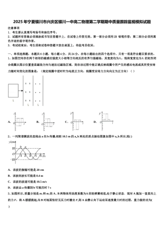 2025年宁夏银川市兴庆区银川一中高二物理第二学期期中质量跟踪监视模拟试题含解析
