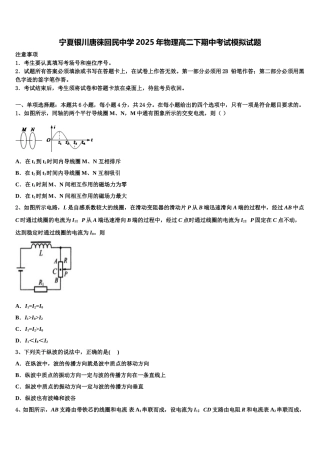 宁夏银川唐徕回民中学2025年物理高二下期中考试模拟试题含解析