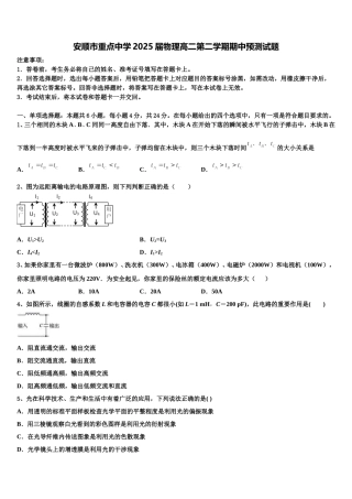 安顺市重点中学2025届物理高二第二学期期中预测试题含解析