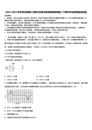 2024-2025学年贵州省铜仁市西片区高中教育联盟物理高二下期中学业质量监测试题含解析