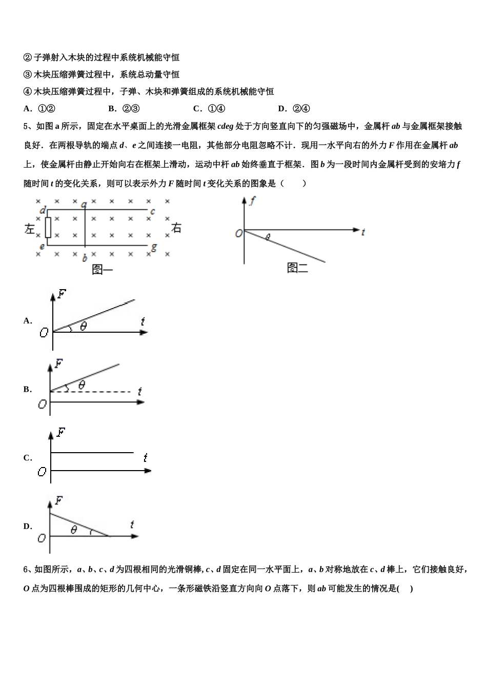 贵州六盘水育才中学2024-2025学年高二下物理期中质量跟踪监视模拟试题含解析_第2页