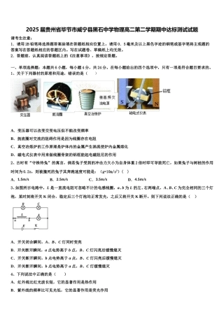 2025届贵州省毕节市威宁县黑石中学物理高二第二学期期中达标测试试题含解析