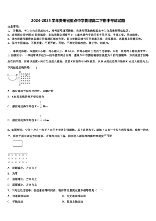 2024-2025学年贵州省重点中学物理高二下期中考试试题含解析