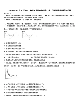 2024-2025学年上海市上海理工大附中物理高二第二学期期中达标检测试题含解析