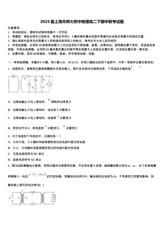 2025届上海市师大附中物理高二下期中联考试题含解析