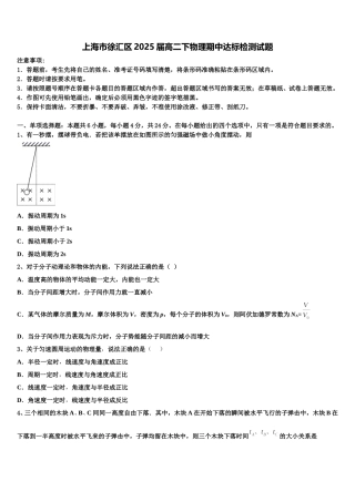 上海市徐汇区2025届高二下物理期中达标检测试题含解析