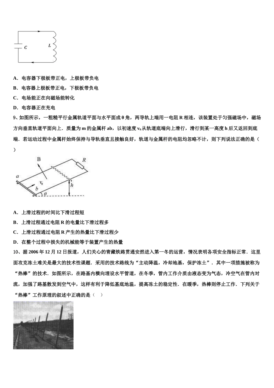 上海市金山区上海交大南洋中学2024-2025学年物理高二第二学期期中学业质量监测试题含解析_第3页