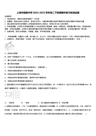 上海市格致中学2024-2025学年高二下物理期中复习检测试题含解析