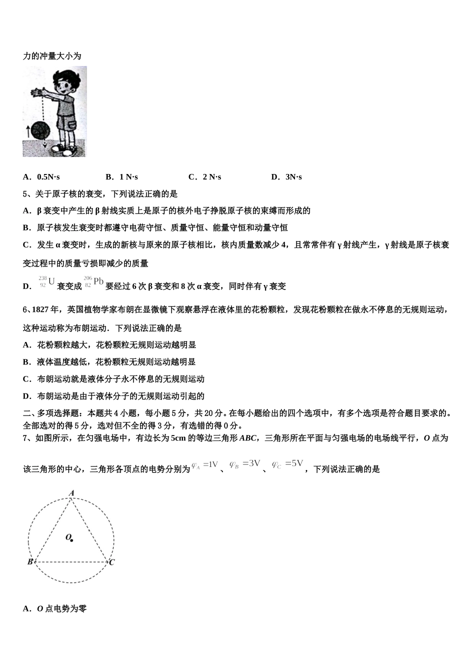 2025届上海市建平实验中学物理高二第二学期期中检测模拟试题含解析_第3页