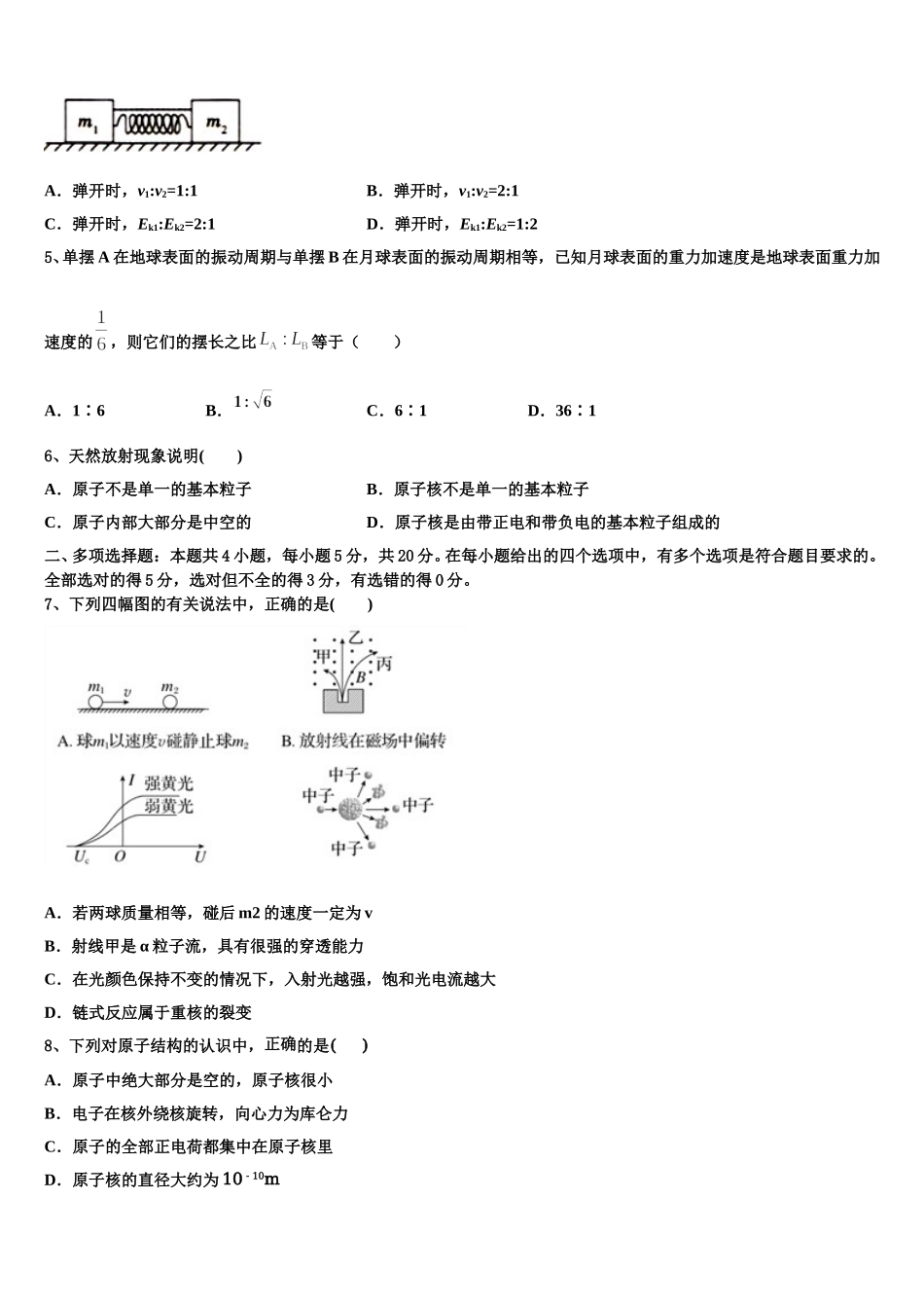 上海市上海交通大学附属中学2024-2025学年高二物理第二学期期中考试试题含解析_第2页