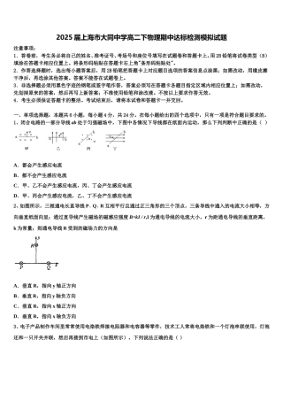 2025届上海市大同中学高二下物理期中达标检测模拟试题含解析