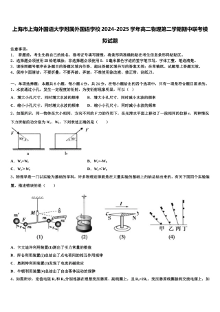 上海市上海外国语大学附属外国语学校2024-2025学年高二物理第二学期期中联考模拟试题含解析