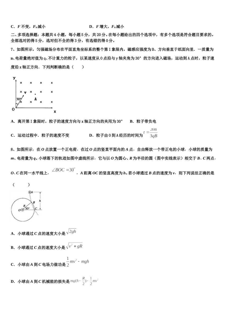2025届上海市交大附中物理高二第二学期期中考试试题含解析_第3页