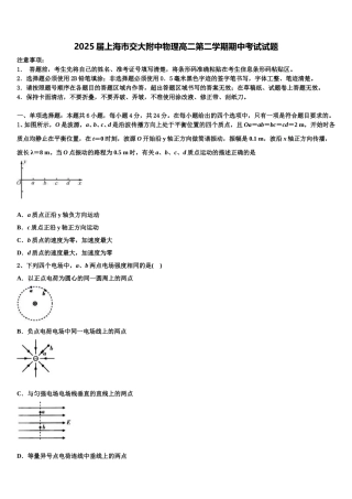 2025届上海市交大附中物理高二第二学期期中考试试题含解析