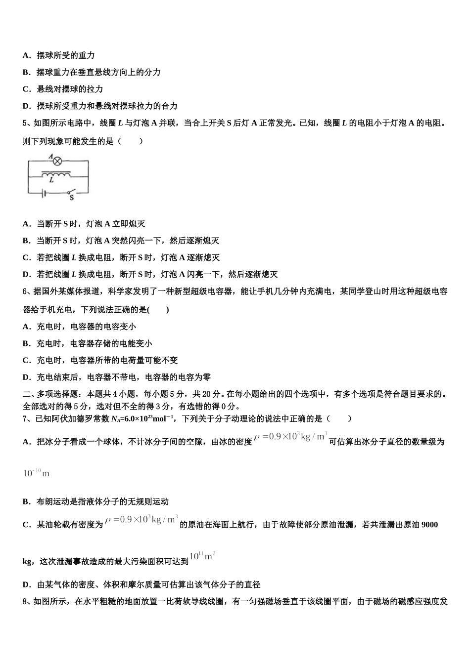 2024-2025学年上海交大南洋中学物理高二下期中达标测试试题含解析_第2页