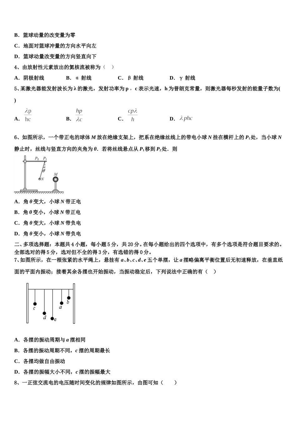 上海市华东师范大学二附中2025届高二下物理期中学业质量监测模拟试题含解析_第2页