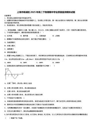 上海市杨浦区2025年高二下物理期中学业质量监测模拟试题含解析