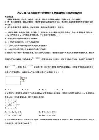 2025届上海市华师大三附中高二下物理期中综合测试模拟试题含解析