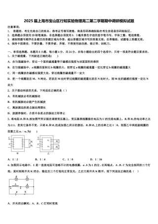 2025届上海市宝山区行知实验物理高二第二学期期中调研模拟试题含解析