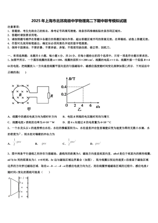 2025年上海市北郊高级中学物理高二下期中联考模拟试题含解析
