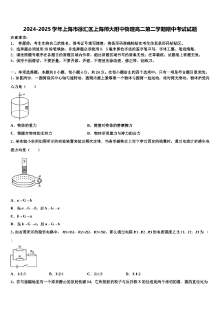 2024-2025学年上海市徐汇区上海师大附中物理高二第二学期期中考试试题含解析