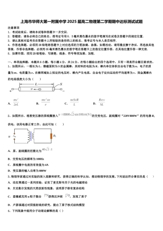 上海市华师大第一附属中学2025届高二物理第二学期期中达标测试试题含解析
