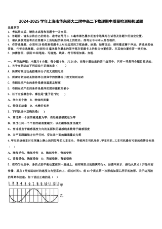 2024-2025学年上海市华东师大二附中高二下物理期中质量检测模拟试题含解析